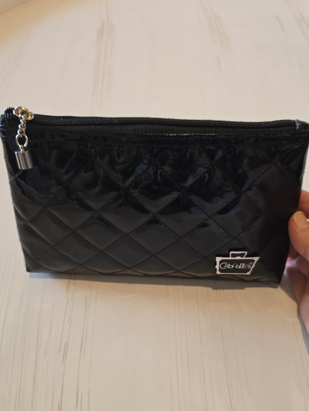 Caboodles Black Quilted Patent Cosmetic Bag with Logo Plaque - Picture 5 of 5